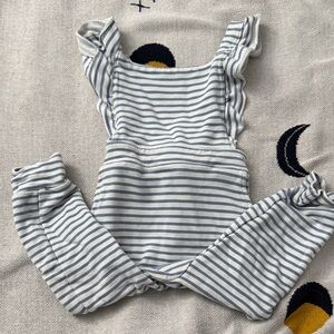 Little sleepies Striped Ruffle Baby Romper overalls